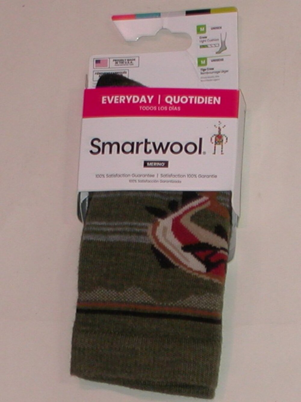 SmartWool Merino Light Cushion Everyday Hookset Crew Socks Women's Medium NWT